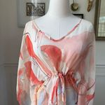Nordstrom Sheer Abstract Print Chiffon Kaftan Tunic Swim Coverup OSFM Photo 2