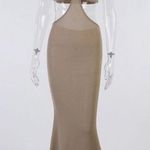 Boutique NEW Tan Knit Cutout Backless Bodycon Maxi Dress Photo 4