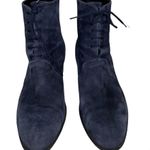Sesto Meucci  Navy Suede Tie Front Back Zip Booties Photo 1