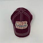 Sip Happens It’s Okay to Wine Maroon Distressed Baseball Cap Hat Red Photo 4