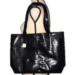 crocodile scale like print shoulder tote purse black medium large size Photo 0