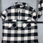 J Crew Plaid Quarter Zip Flannel Shirt Women Medium Black White Photo 5
