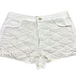 Farm Rio Crochet Detail Cotton Denim Shorts White Size 33 NWT Photo 2