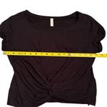 Free People  Movement Size M Run In The Sun Crop Tee Solid Black Frayed Hem‎ Yoga Photo 8