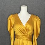 Mac Duggal Faux Wrap Mango Yellow Long Sleeve A Line Gown Womens Size 6 12404 Photo 3