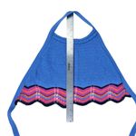 ZARA Bright Blue Woven Crochet Halter Crop Top Wavy Bottom Size Medium Photo 2