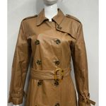 Vintage Jerry Lewis Women's Leather Coat Medium Brown Belted Double Breasted Photo 1