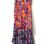 Lulu’s Red Radiant Ruby Floral Chiffon Asymmetrical Dress Size XL Photo 3