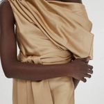 Significant Other Erika Tan Satin Dress Size 6 Photo 0