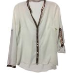 Mustard Seed  semi sheer copper trim blouse size S Photo 2