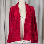 Connected Apparel  Red Crushed Velvet Open Front Cardigan Jacket Photo 11