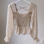 Le lis  Peasant Top Blouse M Floral Crop Long Sleeve Ruffle Boho Cottage Romantic Photo 0