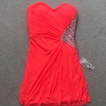 Neon Coral Cut Out Bedazzled Strapless Dress Pink Size 8 Photo 0