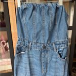 Wild Fable  strapless denim jumpsuit utility corset cargo barrel leg jeans Photo 3
