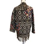 ZARA KIMONO FRINGED TRIBAL AZTEC EMBROIDERED BLAZER COAT JACKET Size XS Photo 1
