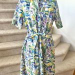 Studio Park Tropical Hawaiian Postcard Print Shirt Dress White Size M Photo 1