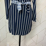 Reformation Zircon Wrap Mini Dress Navy Blue Capone Stripes Size US 0 Photo 5