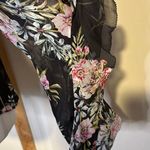 Intermix black floral sheer long bell- sleeve top size S Photo 4