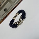Talbots  Gold Tone Metal / Blue Cloth Bracelet Photo 2