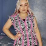 Allison Taylor y2k   black and white pink print top size L Photo 1