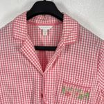 Charter Club  Gingham Top 100%‎ Cotton Embroidered Pocket Short Sleeve Button  XL Photo 5