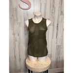Banana Republic XS Olive Green Sleeveless Mesh Tank Top Pocket Detail Sheer Cove Photo 4