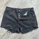 Levi's  Premium Shorts Womens Black Denim Cut Off Pockets Flat Front Button Fly Photo 0