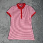 Nike Shirt Womens Small Orange White Striped Golf Polo Casual Preppy Outdoors Photo 1