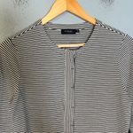 Purdey Womens Striped Button Front 3/4 Sleeve Top‎ Medium Classic Black Photo 2