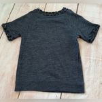 J.Crew Wkmans  Blue Marled Jewel Beaded Neckline Short Sleeve Sweatshirt Small Photo 5