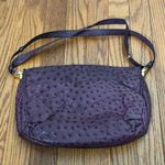 Purple Ostrich Texture Shoulder Bag adjustable‎ strap gold tone hardware Photo 0