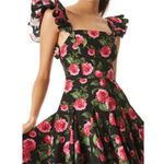 Alice + Olivia  Ginny Godet Mini Dress Square Neck Ruffle Sleeves Floral Romantic Photo 3