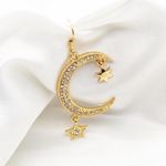 Moon and Star Dangle Earrings Gold Photo 2