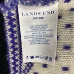 Lands' End Wool Purple Snowflake Fair Isle Knit Beanie w/ Fleece Liner & Tassels Photo 4
