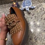 Saint G Studded Brown Chain Buckle Loafers Shoes Size 8 Photo 4