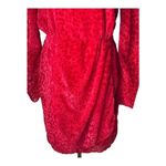 The Kooples Dress Women Large Red Velvet Animal Print Puff Sleeve Mini Party Photo 7