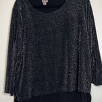 Chico's Chico’s EasyWear Black Glittery Layered Top Size 3 (XL)‎ Photo 0