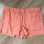 Ann Taylor LOFT 100% linen shorts pink Drawstring Elastic Waist women’s size L Photo 0