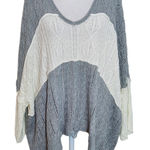 POL  Gray and White Oversized Sweater Size Small Gray Stripe Distressed Sweater Photo 0