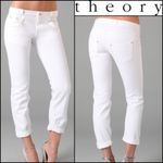 Theyskens Theory White Posy Crop Cuff Skinny Jean Women's Size 30 Photo 1