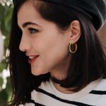 Hoop Earrings for Women 14K Gold Black and Gold Earrings Women’s Hoop Earrings, 30mm*6mm in Width Design Photo 1