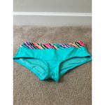 Oakley  Women's Aqua Blue Swim Bikini Bottom Size Medium w Striped Trim Photo 1