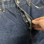 Mango MNG Nora Wide Leg Jeans Womens 8 Raw Hem Button Fly Blue Denim Photo 4