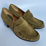 Cole Haan  Size 6.5 Olive Green Suede Leather Block‎ Heeled Loafer Dark Academia Photo 0