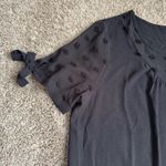 Scoop Neck Textured Polka Dot Black Sheer Shirt With Tie Sleeves Size 2xl Photo 1