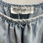 New In Boutique Bow Overall Dress, Raw Hem Details, Medium Blue Photo 4