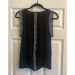 W5 ‎ Womens Medium Black Sleeveless Top White Trim Back Seam Boho Festival Photo 3