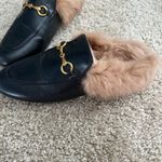 BaShafanni fur lined horsebit mules 39 Black Size 8.5 Photo 4