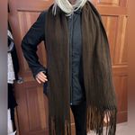 Echo Brown Ribbed Knit Fringe Scarf Photo 13