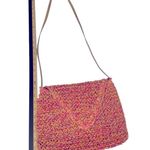 Paper Straw Colorful Crossbody bag, Pink, Orange, Tan. Snap button closure. Pink Photo 8